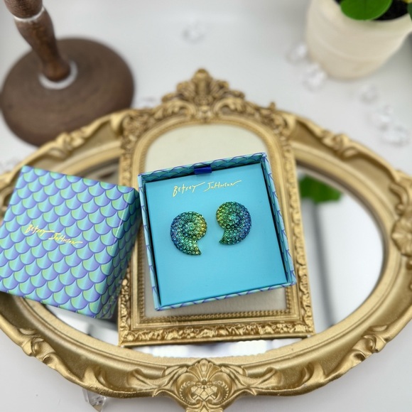 Betsey Johnson Jewelry - Betsey Johnson Mermaid Scale Glitter Statement Earrings